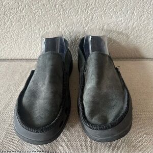 Crocs Blue Gray Leather Suede Tideline Vented Loafers
